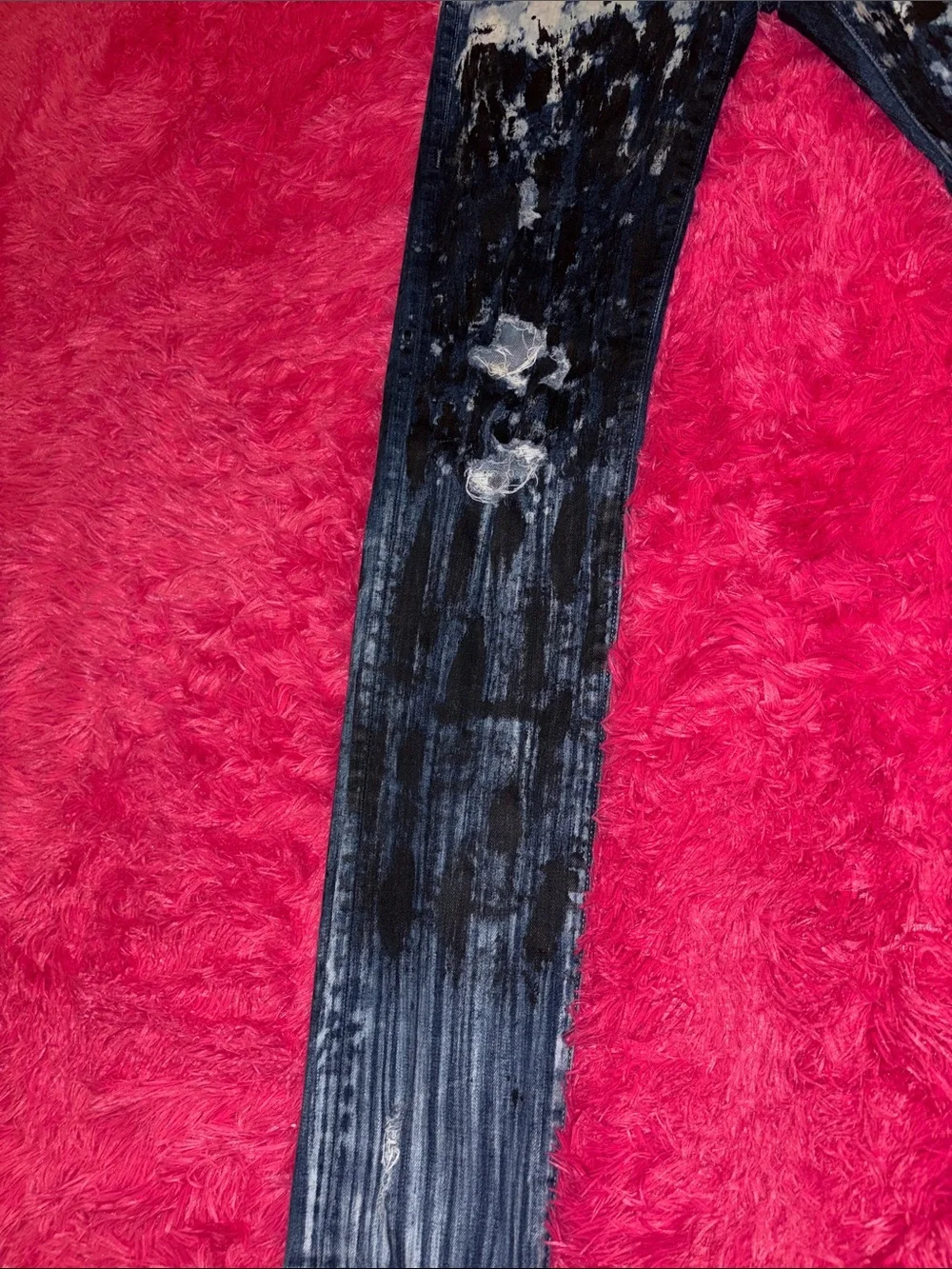 True Religion White and Black Washed Denim Jeans